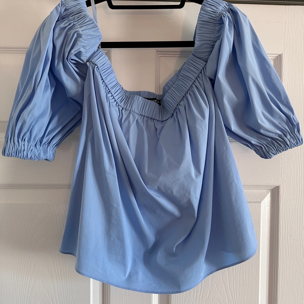 Light blue off the shoulder long sleeve top